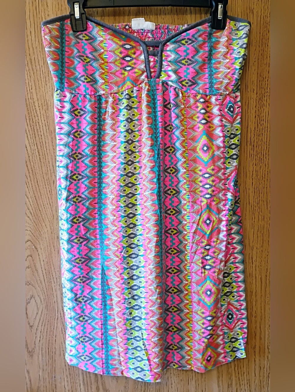 Roxy Strapless Multicolor Aztec-Print Sundress - Pink, Turquoise, Yellow